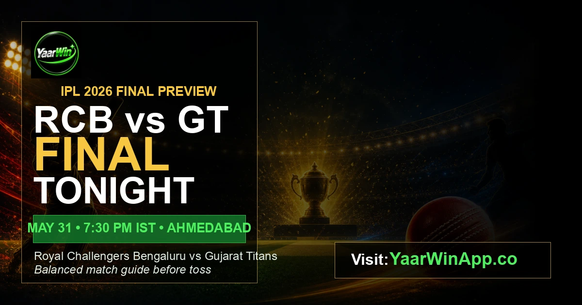 RCB vs GT IPL 2026 Final prediction for Best Online Betting India readers